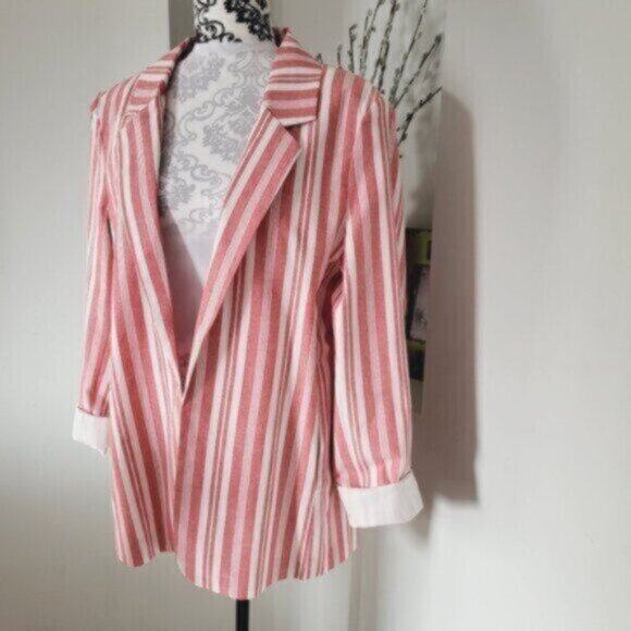 Blazer Jacket Summer Nautical Size 16+  Red White Stripe - Picture 2 of 12